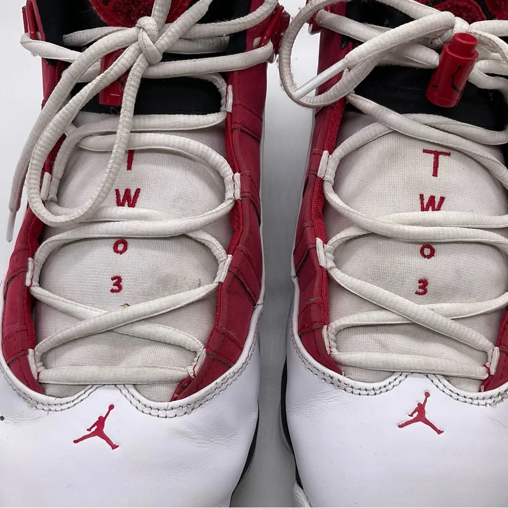 NIKE JORDAN 6 RINGS WHITE BLACK CARMINE RED‎ BASKETBALL SNEAKERS